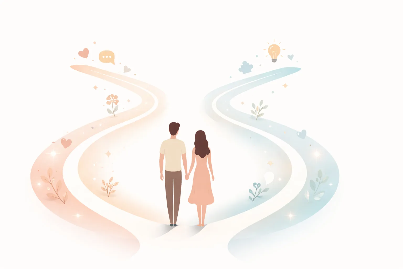 Ein Paar sitzt entspannt und nachdenklich zusammen auf einem Sofa in warmem Wohnzimmer-Setting